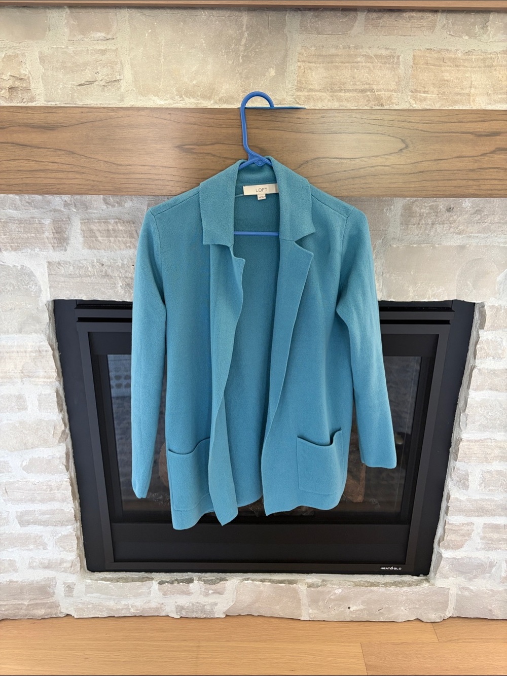 LOFT Teal Open-Front Knit Cardigan